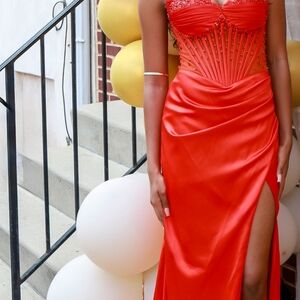 Source Unknown Strapless Burnt Orange Dress